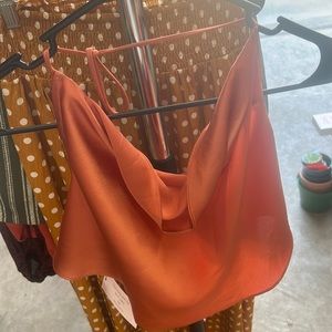 Orange Satin crop top